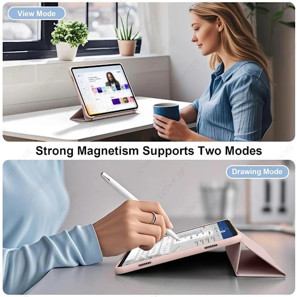 Silikonfodral för Samsung Tab A9 Plus 11 tum, Tab A9 8.7, S6 Lite 10.4, A8 10.5, A7 Lite 8.7, Auto Wake/Sleep Stöttåligt Skydd Pink Tab A9 Plus 11