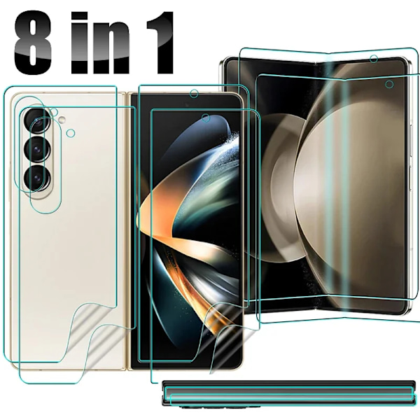 Hydrogel Film för Samsung Galaxy Z Fold 5 5G Skärmskydd Framsida Baksida Insida med Gångjärnsskydd Heltäckande för Z Fold5 8 IN 1 Films For Z Fold 5