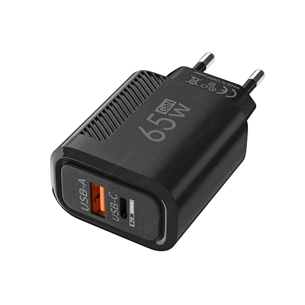 Total 65W USB C Laddare GaN Snabbladdande Väggladdare För iPhone Samsung Xiaomi Snabbladdning EU/US Kontakt Telefonladdare Adapter EU Black