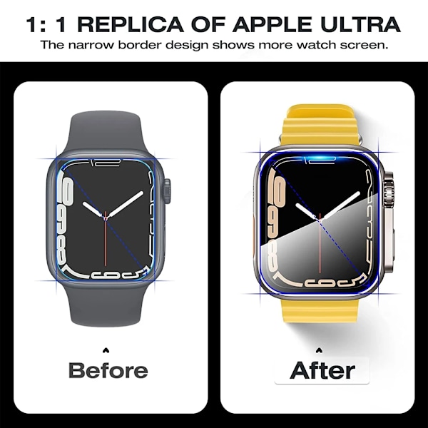 Ändra till Ultra 49mm Skärmskydd för Apple Watch Fodral 40mm 44mm 45mm 41mm PC-skydd+Glasfilm iwatch series 8 7 6 5 4 SE Original red 40MM