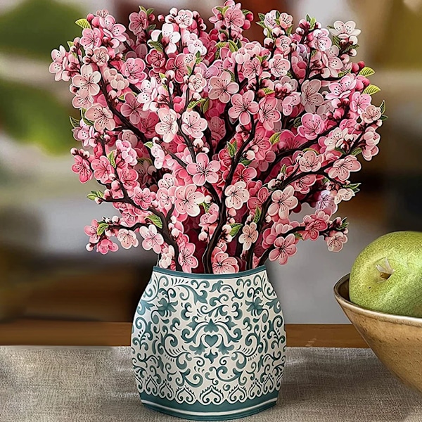 3D Pop Up Blomma Grattiskort Kreativ Mors Dag Tack Kort Stereoskopisk Bukett Grattiskort Tack Kort Gåvor Cherry Blossoms