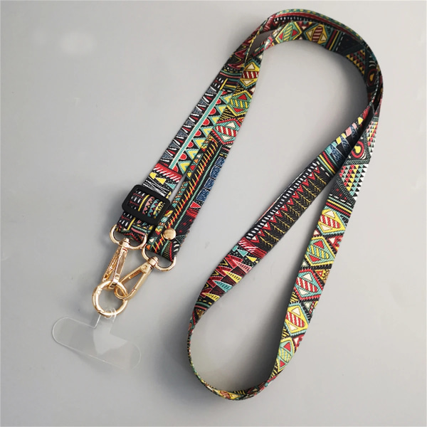 Mobiltelefonklämma Antiförlust Retro Mönster Rem Crossbody Långa Remmar Justerbar Längd Hängande Universell Halsrem För Telefon B