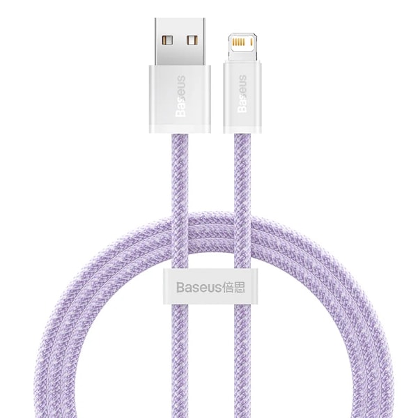 Baseus USB-kabel för iPhone 14 13 Pro Max Snabbladdning USB-kabel för iPhone 12 mini pro max Data USB 2.4A-kabel Purple 2m