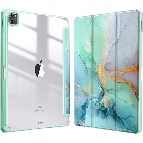 Smart PU-fodral för iPad Air 4:e 5:e iPad 10:e 10.9 Funda för iPad Pro Air 11:e 11 7:e 8:e 9:e 10.2 2 9.7 3 10.5 Transparent Skal green iPad (A16) 11th 11