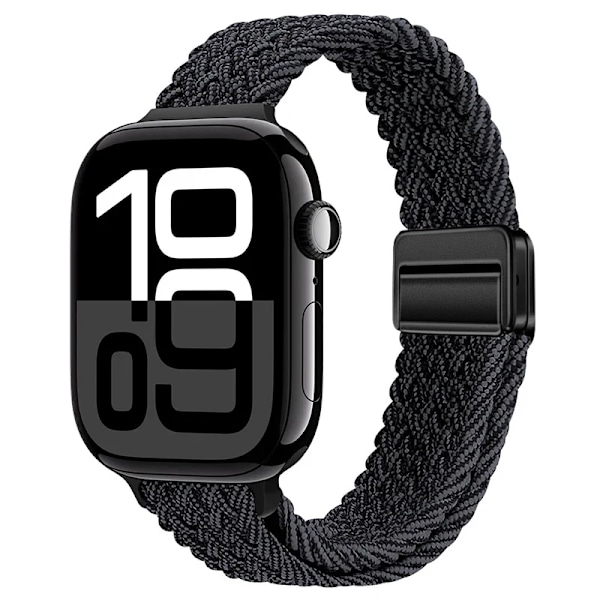Smal Flätad Loop Nylonrem För Apple Watch Ultra 49mm 10 46mm 42mm 9/8/7 Andningsbart Damarmband iWatch 6/5/SE/3 Armband Graphite gray 38 40 41mm(S10-42mm)