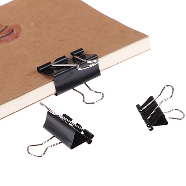 10 st/lot Svarta Metall Gemensamma Pärmklämmor 19mm/25mm/32mm Anteckningar Brevpapper Klämma Kontorsmaterial Bindning Fastsättning 19mm