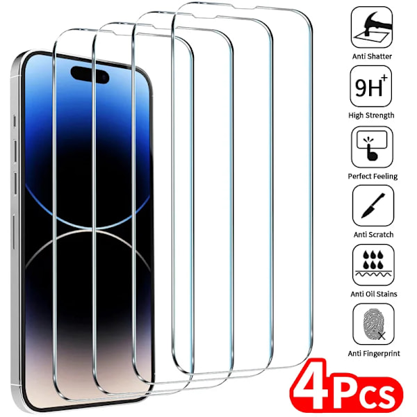 4 st Härdat Glas För iPhone 14 Pro 15 13 12 11 Pro Max Skärmskydd nytt För iphone 6 6S 7 8 Plus XR X XS Max Glasfilm For iphone XR 4PCS Tempered Glass