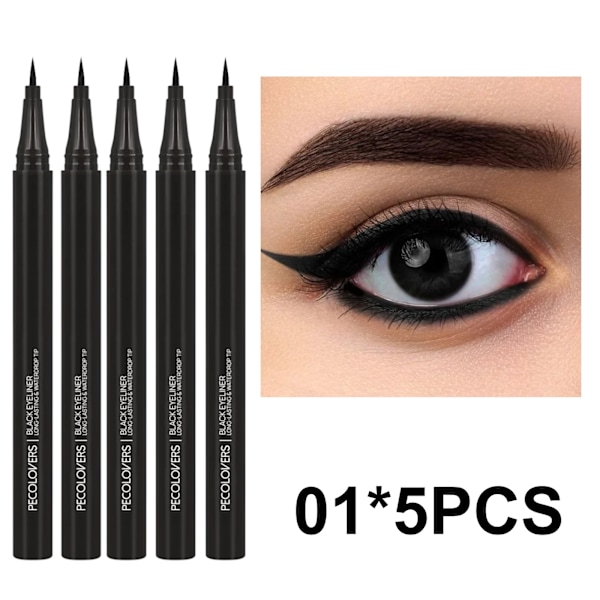 5 ST/Set Flytande Eyeliner Penna, Vattentät, Långvarig Makeup, Svart, Ultrafin Pennspets, Skapa En Charmig Ögonmakeup 01-5PCS