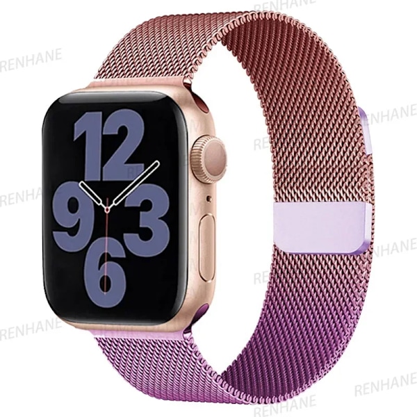 Milanese Armband för Apple Watch Ultra 2 49mm 45mm 46mm 44mm 40mm 42mm 41mm Armband för iWatch Series 10 9 3 4 6 5 SE 7 8 Rem Purple rose pink 42(S3)-44-45-46-49mm
