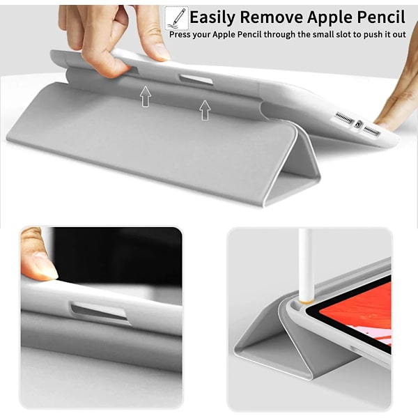 Funda Fodral för IPad 10:e Gen IPad Pro11 Air11 2024 IPad Air5 10.2 10.5 Air1 2 5:e 6:e 9.7 Magnetiskt Tablet Fodral med Pennhållare Gray iPad 7th 8th 9th Gen
