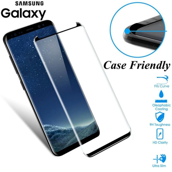JGKK 3D Böjt Glas För Samsung Galaxy S8 S9 Plus Note 8 9 Härdat Glas Skalvänligt Skärmskydd För S8 plus S9 Shield black For Note 9