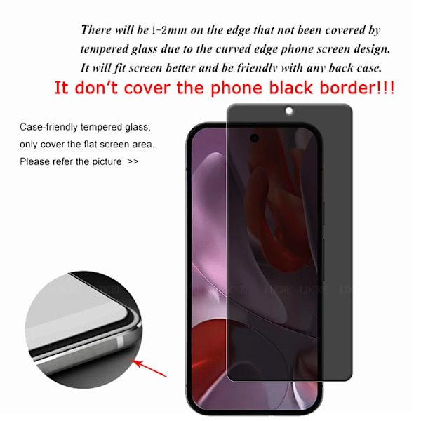6-i-1 För Google Pixel 9A Glas Google Pixel 9A Skärmskydd Skyddande Anti-Spion Integritet 9H Härdat Glas Pixel9A Pixel 9A 2 Glass and 2 Lens For Pixel 9A