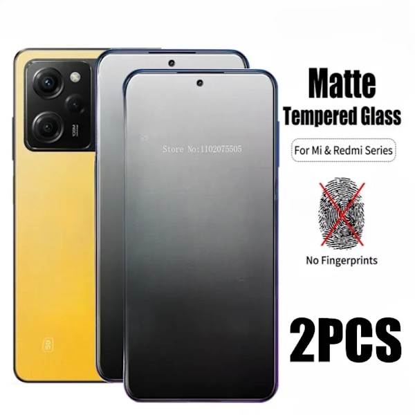 2 st Matt Härdat Glas för Xiaomi Redmi Note 12 11 10 S T Pro 5G Skärmskydd för Poco X5 X4 X3 F5 M5 F4 F3 Pro GT for Poco F5 2 pieces