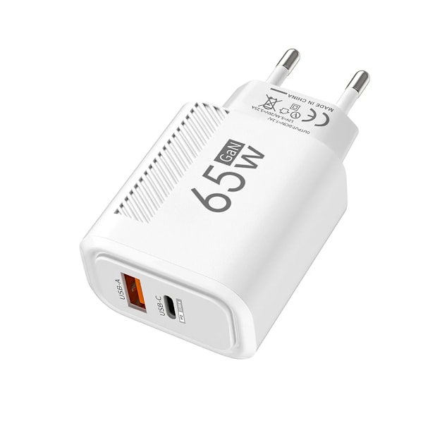 Total 65W USB C Laddare GaN Snabbladdande Väggladdare För iPhone Samsung Xiaomi Snabbladdning EU/US Kontakt Telefonladdare Adapter EU White