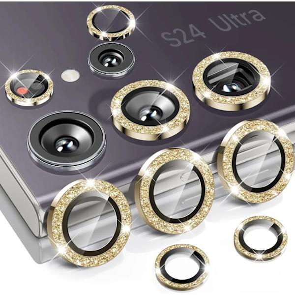 Diamantglitter Linsskydd Glas För Samsung Galaxy S25 Ultra Plus HD Klar Kameraskydd För Samsung S24 S23 Metallring Linsskyddsfilm Gold Galaxy S23
