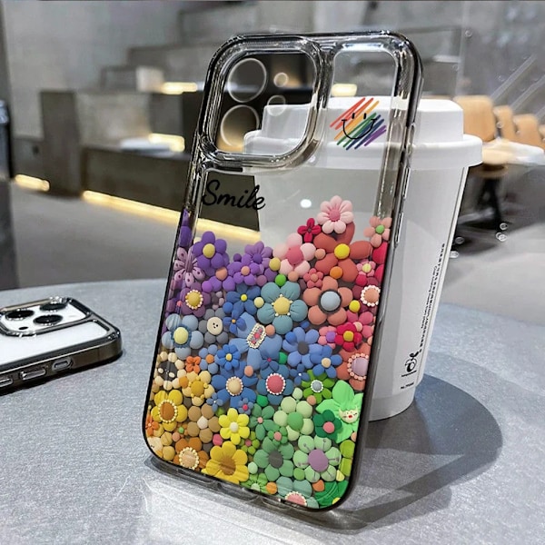 Skal för iPhone 15 14 13 12 11 XSM XR X 7 8 Plus Blomma Himmel Ins Telefonskal Fullständigt Skydd Transparent Skal Mjukt Omslag KY-01-D0013 iPhone XS MAX