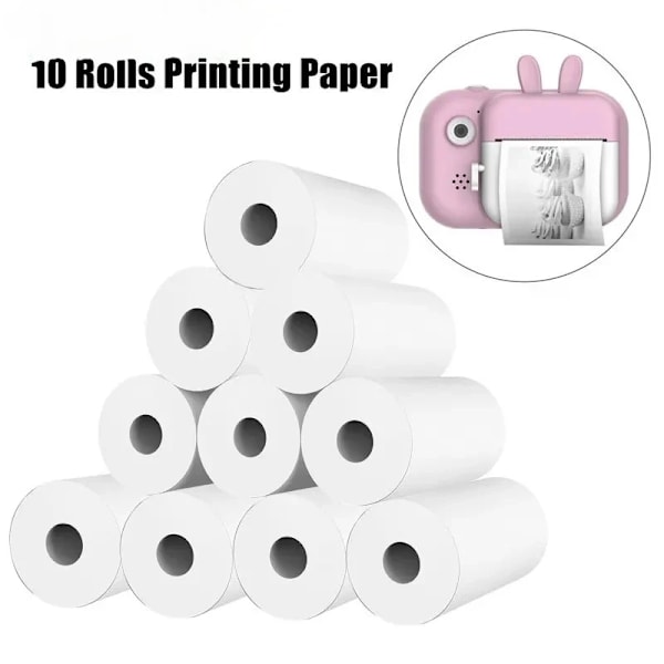 10 Rullar Termopapper Kamera Utskrift Vit Barnkamera Träfiber Instant Print Barn Rullpapper Miniskrivartillbehör 3 Color Sticky A