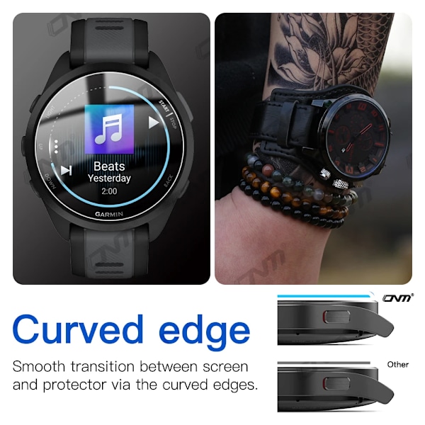 9H Premium Härdat Glas för Garmin Forerunner 165 Music Smartklocka Klar HD Skärmskydd för Garmin 165 Skyddsfilm 3 Pieces Forerunner 165 Music