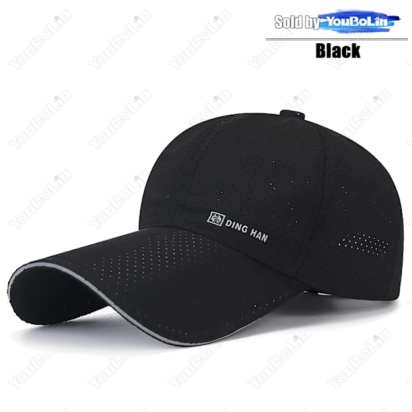 Sommar Keps med Bred Skärm, Andningsbar, Perforerad, Snabbtorkande, Justerbar - Solhatt Truckerkepsar Pappa Hattar Black