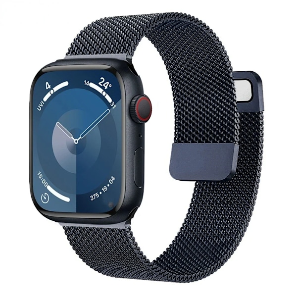 Magnetiskt Milanese Armband För Apple Watch Band 10 9 8 7 46mm 42mm 45mm 41mm Ultra 2 49mm Metallarmband iWatch 6 5 4 SE 44mm 40mm Midnight blue 42mm-44mm-45mm-49mm