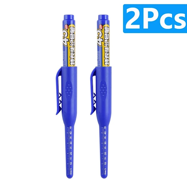1-6 st 45 mm Vattentät Lång Huvud Nib Djupa Hål Markörer Penna Kakel Snickarpenna Multifunktionell för Träbearbetning Svart/Blå/Röd Bläck 2pcs blue pen