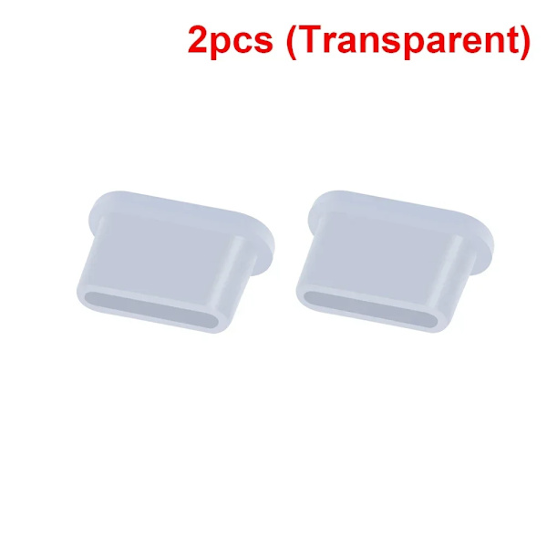 1-10st Typ-C Dammskydd USB Laddningsport Skydd Silikon Anti-damm Skyddsplugg Lock för Samsung Huawei Xiaomi Telefon Dammskydd 2pcs (Transparent)