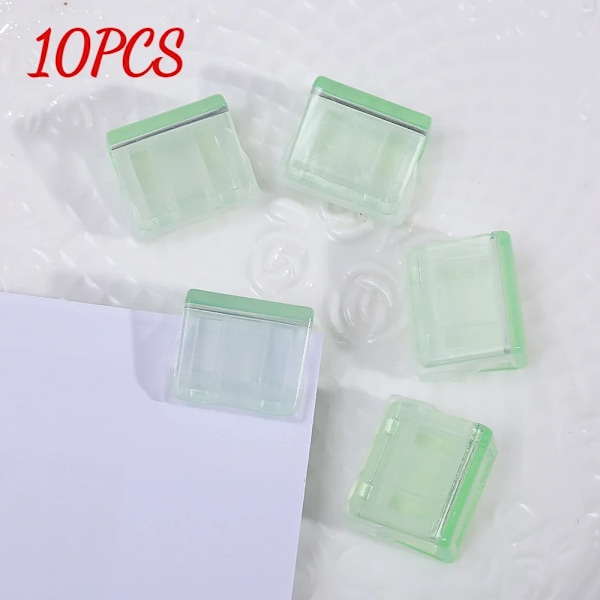 Godisfärg Transparent Tryck Gem Pusher Papper Testfiler Mini Förvaringsklämma Indexsida Klämma Kontorsbindning Skrivmaterial Green 10PCS