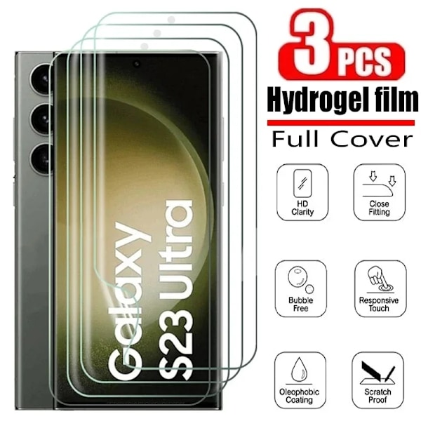 3-pack Hydrogel Film För Samsung S25 S24 S23 S22 S21 Ultra Plus FE A56 A55 A54 A36 A35 A15 A16 5G Skärmskydd Samsung A06 Hydrogel Film
