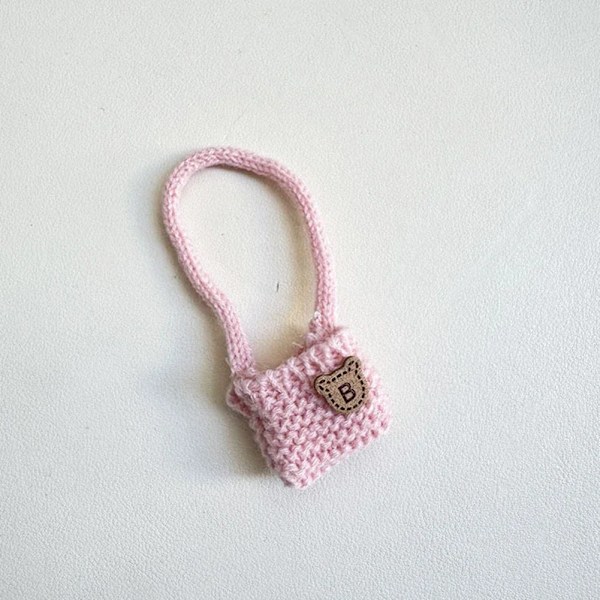 Kläder för 15-17 cm v1v2 Labubu, outfit Labubu Sittande Party Bear, Etikett, Halsduk, Hatt, Väska, Docktillbehör, Söt Dekoration Wool Powder B Pack no doll
