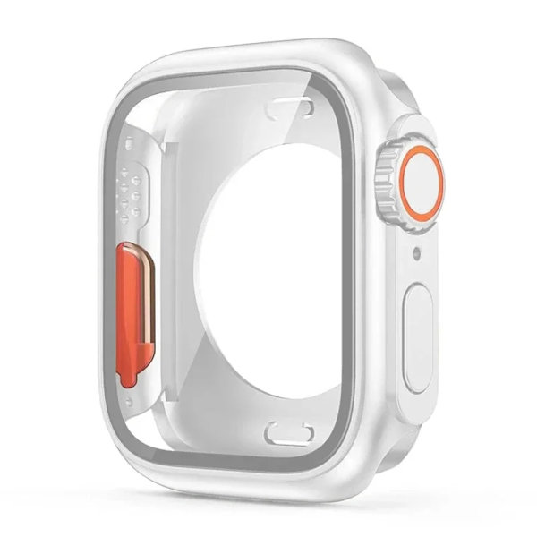 Skärmskydd för Apple Watch 45mm 44mm 40mm 41mm Hårt PC Främre Bakre Stötfångare Skal iwatch 9 8 7 SE 6 5 4 Ändra Till Ultra WHITE Series 10 42mm