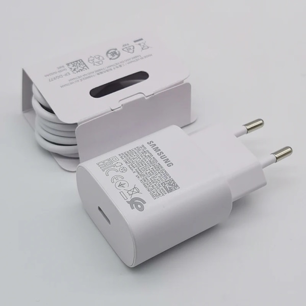 Samsung S20 S21 S22 S23 S24 Note 20 Ultra 10 Plus Laddare 25W Supersnabb Laddningsadapter För Galaxy Z Flip Fold 6 5 4 3 2 EU Charger Only