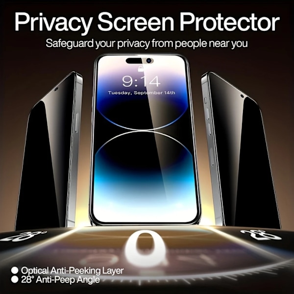 NNBILI 3-pack Fullständigt Täckande Anti-Spion Skärmskydd För iPhone 16 15 14 12 13 Pro Max Sekretessglas Härdat Glas På Serien iPhone 13 Plus 3PCS Privacy Glass