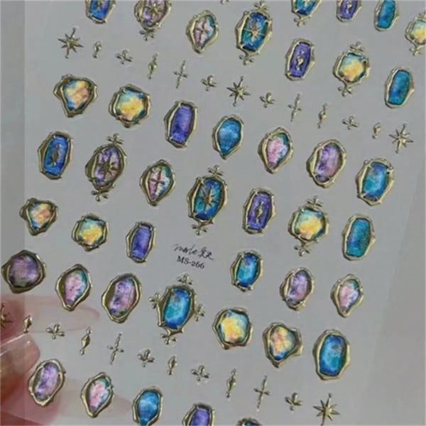 1 st 5D Japanska Kawaii Fjärils Nagelstickers Lyx Glitter Skal Aurora Nagelkonst Dekorationer Dekaler DIY Manikyr Slider Folie 1pcs MS266