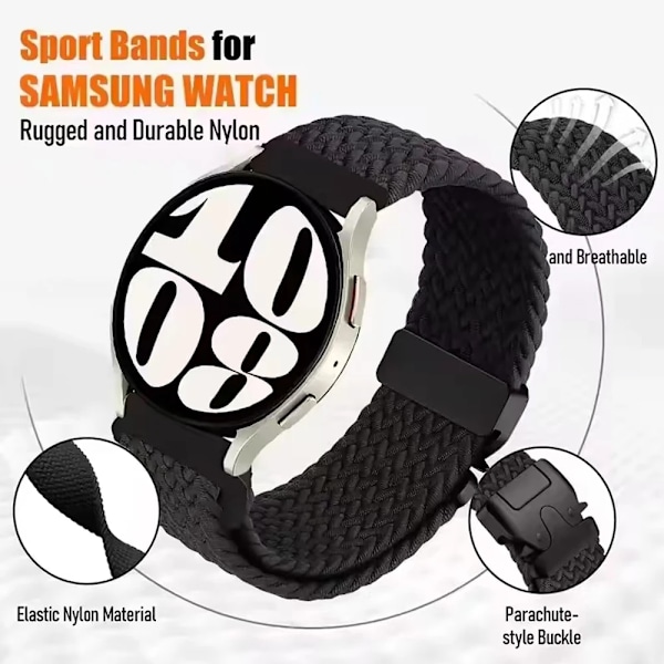 20mm 22mm klockarmband för Samsung Galaxy Watch 7/6/5/5 pro/4/Classic/3 Flätat Armband Correa Huawei watch GT 5 pro 4 3 SE Armband Cowboy 2 1 pcs 22mm