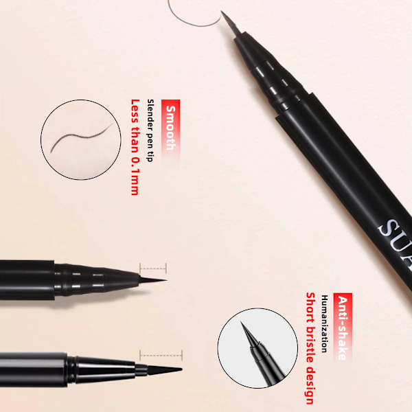 Smidig Flytande Snabbtorkande Eyeliner Penna Inget Bläckläckage Hållbar Inte Lätt Att Kladda Eyeliner Vattentät Eyeliner Flytande Mjuk Svart black 3pcs