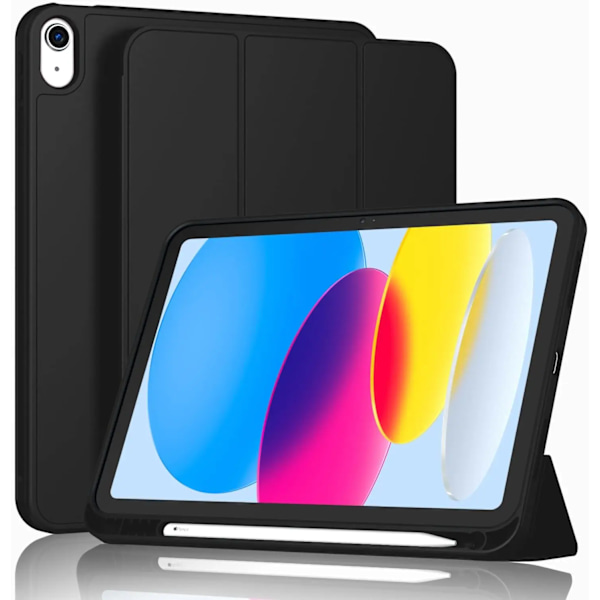 Funda Fodral för IPad 10:e Gen IPad Pro11 Air11 2024 IPad Air5 10.2 10.5 Air1 2 5:e 6:e 9.7 Magnetiskt Tablet Fodral med Pennhållare Black iPad 7th 8th 9th Gen