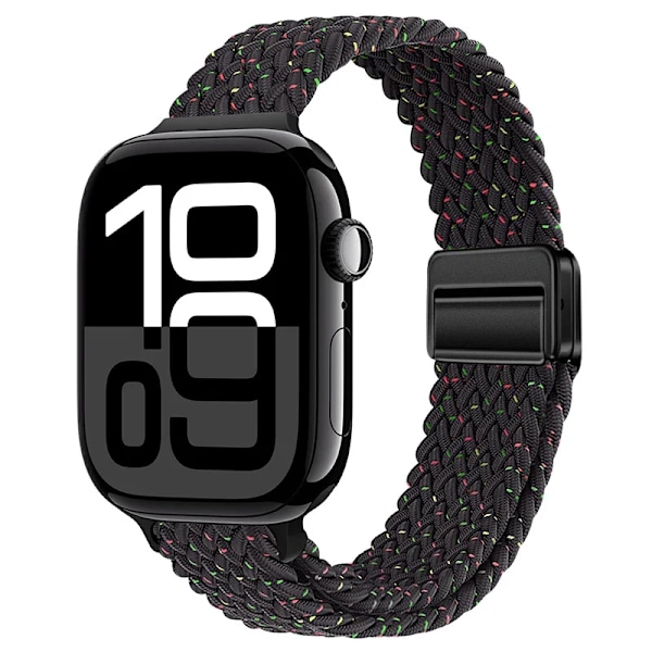 Smal Flätad Loop Nylonrem För Apple Watch Ultra 49mm 10 46mm 42mm 9/8/7 Andningsbart Damarmband iWatch 6/5/SE/3 Armband Starlight black 38 40 41mm(S10-42mm)