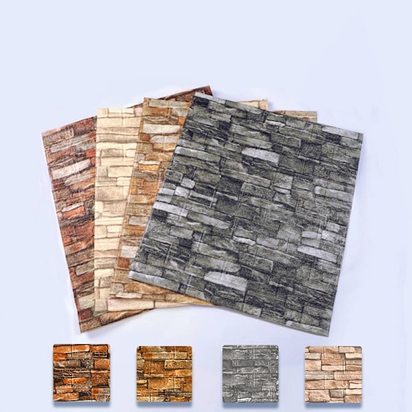 12 st 35*30 cm Högkvalitativa 3D-skumväggspaneler Tegel Retro Tapet Tak Självhäftande Väggpanel Bakgrund Heminredning retro grey 12Pcs 35cmx30cm