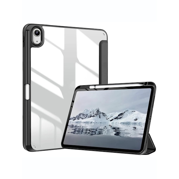 Flip Fodral för iPad 10 2022 10:e 10.9''/11 2025 11:e (A16) 11'' Akryl Baksida med Pennhållare Auto Vakna/Sov YKL Black iPad 11th 2025 A16