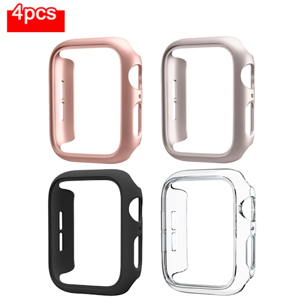 4 st Fodral för Apple Watch Series 7 8 41mm 45mm 40mm Skydd PC-skydd för iWatch Series 6 5 4 38mm 42mm Stötfångarfodral Ingen Skärm E 41mm
