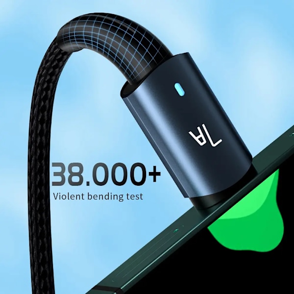 Essager 7A Typ C USB-kabel för Samsung S10 Xiaomi Huawei P30 P40 Pro Mobiltelefon 100W Snabbladdning USB Typ C Datakabel Black 2M