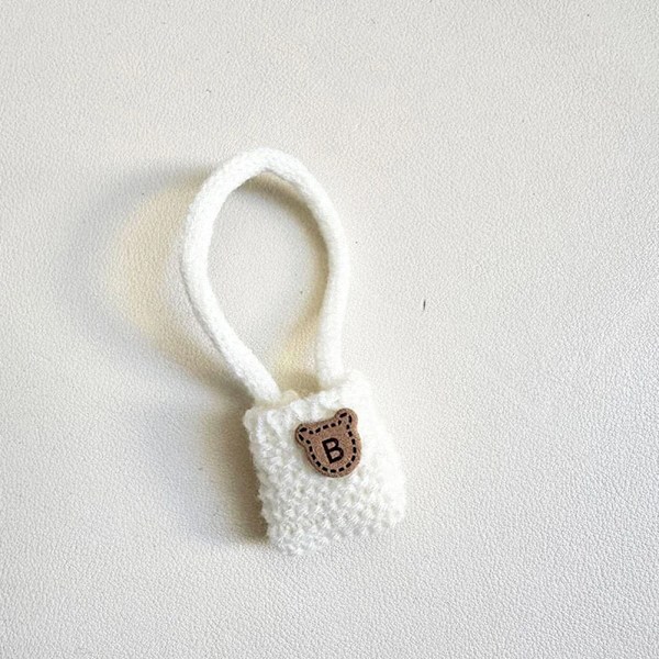 Kläder för 15-17 cm v1v2 Labubu, outfit Labubu Sittande Party Bear, Etikett, Halsduk, Hatt, Väska, Docktillbehör, Söt Dekoration Wool White B Bag no doll