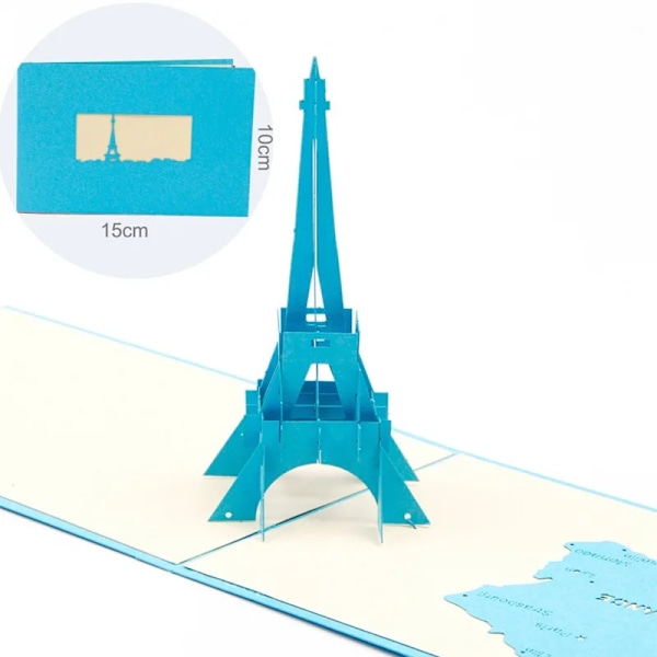 Pop UP 3D Födelsedagskort Världsattraktioner Kort Affärsinbjudan Pojke Gåva Hälsning Turistvykort för Pojkvän Pappa Present Eiffel Tower