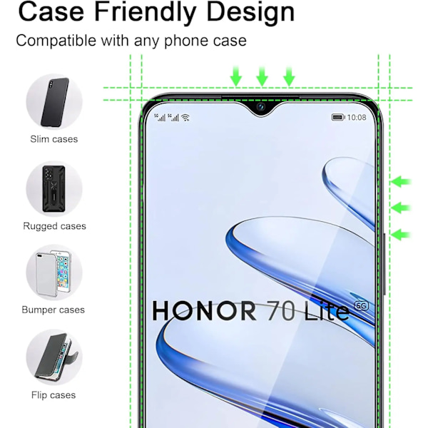 2/4 st HD Skärmskydd för HuaWei Honor 70 Lite Härdat Glas For Honor 70 Lite Tempered Glass