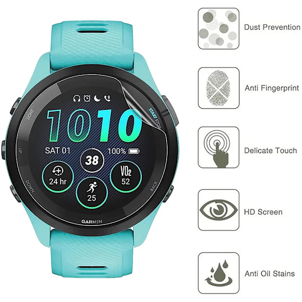 Skyddsfilm för Garmin Forerunner 965 955 265 255 245 Skärmskydd för Garmin Forerunner 945 935 745 235 165 55 45 Film 1PC foreruuner 265S-42mm