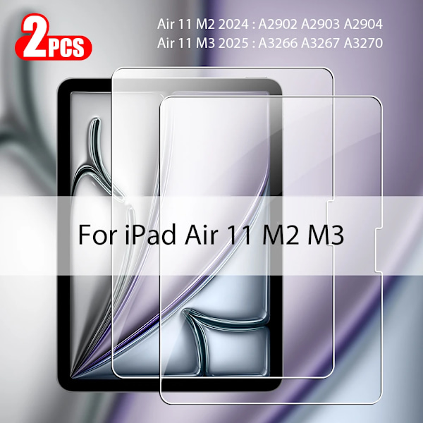 2 st Härdat Glas Skärmskydd För Ipad Pro 13 12.9 M4 Air 11 M3 M2 5 4 Mini 6 7 9 9:e 10 10:e Generationen A16 Tillbehör Air 11 M2 M3 2024