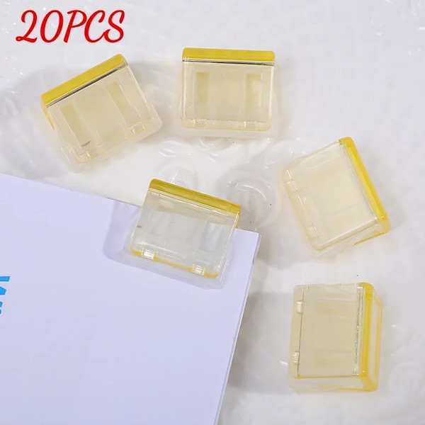 Godisfärg Transparent Tryck Gem Pusher Papper Testfiler Mini Förvaringsklämma Indexsida Klämma Kontorsbindning Skrivmaterial Yellow 20PCS