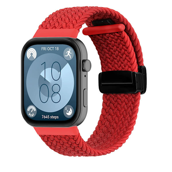 Flätat armband för HUAWEI Watch Fit 4 Pro-rem Magnetisk nylon Solo Loop Armband för Smartwatch Huawei Watch Fit 4/3-remmar red For Huawei fit 3