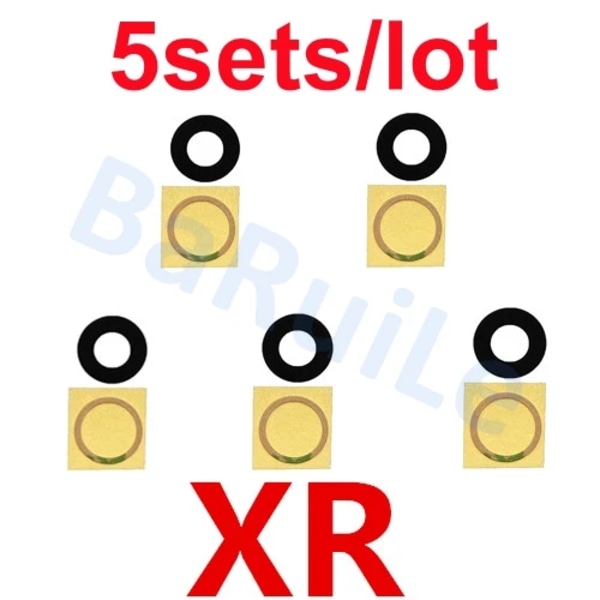 BaRuiLe 5-pack Bakre Kameralins Glas för iPhone 15 Pro Max 14 Plus 13 MINI 12 11 XR XS XSMax X 6 7P 8 lins med Självhäftande 5x XR