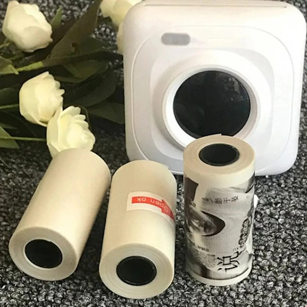 Transparent Termiskt Självhäftande Papper, 57x25mm Används För Mikro Termisk Skrivare Fotoutskriftspapper 3Roll Black On Clear